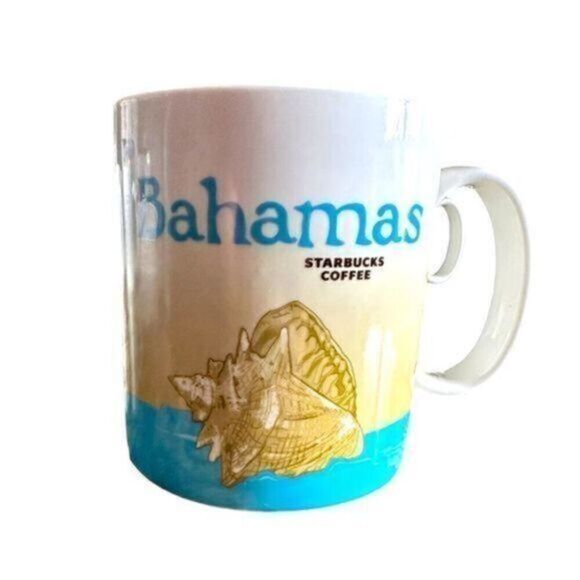 VINTAGE 2009 Starbucks Global Icon BAHAMAS Coffee Tea Cup Mug Interior Blue 16oz - Picture 1 of 4